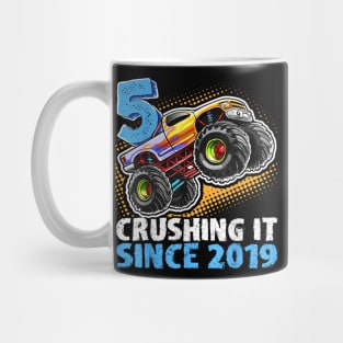 Monster Truck 5 Year Old Boys 5th Birthday Party Born 2019 Mug